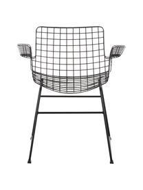 Chaise à accoudoirs en métal Wire, Métal, revêtement par poudre, Noir, larg. 72 x prof. 56 cm