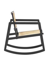 Fauteuil à bascule bois de frêne avec cannage Craig, Noir, larg. 58 x long. 78 cm