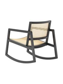 Fauteuil à bascule bois de frêne avec cannage Craig, Noir, larg. 58 x long. 78 cm