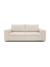 Sofa rozkładana ze sztruksu z miejscem do przechowywania Nihad (3-osobowa), Tapicerka: sztruks poliestrowy, Nogi: tworzywo sztuczne, Beżowy sztruks, S 245 x G 102 cm
