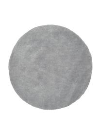 Pluizig rond hoogpolig vloerkleed Leighton in grijs, Bovenzijde: microvezels (100% polyest, Onderzijde: 70% polyester, 30% katoen, Grijs, Ø 150 cm (maat M)