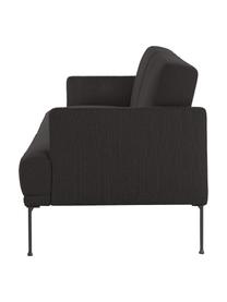 Divano letto 3 posti Fluente, Rivestimento: 80% poliestere, 20% Ramie, Struttura: legno di pino massiccio, , Piedini: metallo verniciato a polv, Tessuto grigio scuro, Larg. 220 x Alt. 86 cm