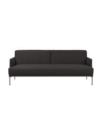 Divano letto 3 posti Fluente, Rivestimento: 80% poliestere, 20% Ramie, Struttura: legno di pino massiccio, , Piedini: metallo verniciato a polv, Tessuto grigio scuro, Larg. 220 x Alt. 86 cm
