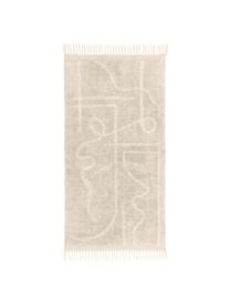 Tapis à franges tufté main Lines, Beige, blanc crème, larg. 80 x long. 150 cm (taille XS)