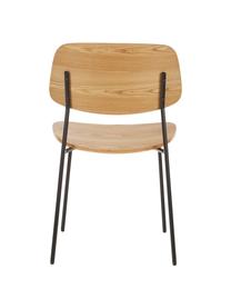 Krzesło z drewna Nadja, 2 szt., Nogi: metal malowany proszkowo, Fornir z drewna jesionowego, S 50 x G 53 cm