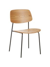 Sillas Nadja, 2 uds., Asiento: madera contrachapada con , Patas: metal con pintura en polv, Madera clara, An 50 x Al 53 cm