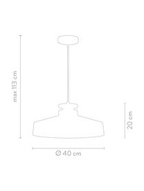 Scandi hanglamp Malm, Lampenkap: metaal, Decoratie: hout, Baldakijn: metaal, Grijs, Ø 40 x H 20 cm