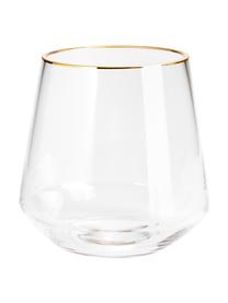 Mundgeblasene Glas-Vase Joyce mit goldfarbenem Rand, Glas, Transparent, Ø 16 x H 16 cm