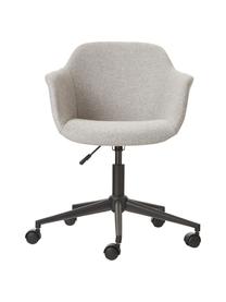 Gestoffeerde bureaustoel Fiji met smalle zitvlak, Bekleding: 100% polyester, Frame: gepoedercoat metaal, Wieltjes: kunststof, Geweven stof lichtgrijs, zwart, B 66 x D 66 cm