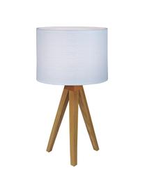 Lámpara de mesa de madera Kullen, Pantalla: poliéster, Blanco, madera clara, Ø 23 x Al 44 cm