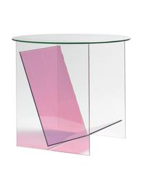 Mesa auxiliar de vidrio Tabloid, Vidrio, Transparente, rosa, Ø 50 x Al 46 cm