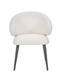 Krzesło z podłokietnikami bouclé Celia, Tapicerka: bouclé (70% poliester, 20, Nogi: metal malowany proszkowo, Kremowobiały bouclé, S 57 x G 62 cm