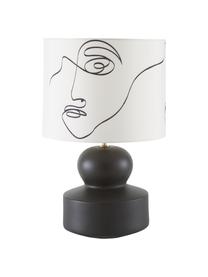 Lámpara de mesa grande de cerámica Georgina, Pantalla: tela, Cable: plástico, Blanco crema, negro, Ø 33 x Al 52 cm