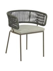 Krzesło ogrodowe z plecionym sznurkiem Nadin, Stelaż: metal ocynkowany i lakier, Tapicerka: poliester, Zielony, S 58 x G 48 cm