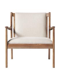 Chaise longue bois de frêne Kira, Tissu beige, bois de frêne, larg. 79 x haut. 78 cm