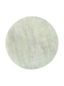 Alfombra redonda artesanal de viscosa Jane, Parte superior: 100% viscosa, Reverso: 100% algodón, Verde claro, Ø 150 cm (Tamaño M)