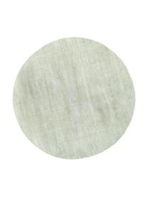 Alfombra redonda artesanal de viscosa Jane, Parte superior: 100% viscosa, Reverso: 100% algodón, Verde claro, Ø 150 cm (Tamaño M)