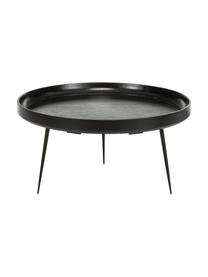 Tavolino rotondo da salotto di design in legno di mango Bowl, Gambe: acciaio verniciato a polv, Nero, Ø 75 x Alt. 38 cm