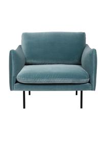 Samt-Sessel Moby mit Metall-Beinen, Bezug: Samt (Hochwertiger Polyes, Gestell: Massives Kiefernholz, FSC, Beine: Metall, pulverbeschichtet, Samt Türkis, B 90 x T 90 cm