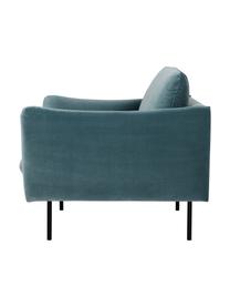 Samt-Sessel Moby mit Metall-Beinen, Bezug: Samt (Hochwertiger Polyes, Gestell: Massives Kiefernholz, FSC, Beine: Metall, pulverbeschichtet, Samt Türkis, B 90 x T 90 cm