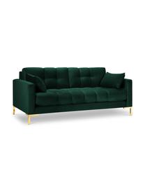 Divano 2 posti in velluto Mamaia, Rivestimento: velluto 100% poliestere (, Struttura: Pino massiccio, truciolat, Velluto verde bottiglia, ottonato, Larg. 152 x Prof. 92 cm
