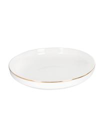 Geschirr-Set Luxury, 4 Personen (12-tlg.), Fine Bone China (Porzellan)
Fine Bone China ist ein Weichporzellan, das sich besonders durch seinen strahlenden, durchscheinenden Glanz auszeichnet., Weiss mit Goldrand, Set mit verschiedenen Grössen