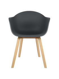 Židle s područkami s dřevěnými nohami Claire, Antracitová, bukové dřevo, Š 60 cm, H 54 cm