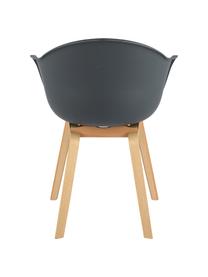Krzesło z podłokietnikami z tworzywa sztucznego Claire, Nogi: drewno bukowe, Antracytowy, drewno bukowe, S 60 x G 54 cm