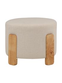 Lněný taburet s dřevěnými nohami Coffey, Béžová, kaučukové dřevo, Ø 53 cm, V 40 cm