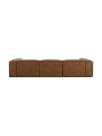 Sofá modular de cuero Lennon (4 plazas), Tapizado: cuero reciclado (70% cuer, Estructura: madera de pino maciza, ma, Patas: plástico Las patas están , Cuero marrón, An 327 x F 119 cm