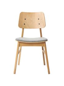 Eettafelset Melfort met zitbank en stoelen Nagano, 4-delig, Tafelblad: MDF met wild eikenhoutfin, Poten: massief berkenhout met ei, Zitvlak: MDF met wild eikenhoutfin, Poten: massief berkenhout met ei, Hout, geweven stof lichtgrijs, Set met verschillende formaten