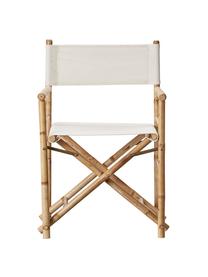 Składany fotel reżysera z drewna bambusowego Mandisa, Stelaż: drewno bambusowe, natural, Kremowobiały, jasny brązowy, S 58 x W 88 cm