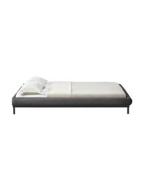 Gestoffeerd bed Meya, Bekleding: fijn gestructureerde gewe, Frame: gepoedercoat metaal, mult, Geweven stof donkergrijs, B 140 x L 200 cm