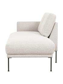 Chaise longue con piedini in metallo Fluente, Rivestimento: 80% poliestere, 20% ramiè, Struttura: legno di pino massiccio, , Piedini: metallo verniciato a polv, Tessuto beige, Larg. 202 x Prof. 85 cm, schienale a sinistra