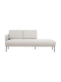 Chaise longue con piedini in metallo Fluente, Rivestimento: 80% poliestere, 20% ramiè, Struttura: legno di pino massiccio, , Piedini: metallo verniciato a polv, Tessuto beige, Larg. 202 x Prof. 85 cm, schienale a sinistra