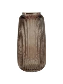 Skleněná váza s drážkami Alessia, Sklo, Hnědá, Ø 13 cm, V 25 cm