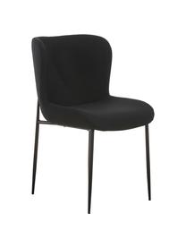 Gestoffeerde stoel Tess in zwart uit geweven stof, Bekleding: polyester Met 25.000 schu, Poten: metaal, gepoedercoat, Geweven stof zwart, zwart, B 49 x D 64 cm