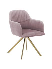 Krzesło z podłokietnikami z aksamitu Lola, obrotowe, Tapicerka: aksamit poliestrowy Dzięk, Nogi: metal galwanizowany, Mauve aksamit, Nogi: złoty, S 58 x G 53 cm