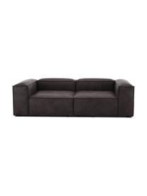 Divano componibile 3 posti in pelle riciclata Lennon, Rivestimento: pelle riciclata (70% pell, Struttura: legno di pino massiccio, , Piedini: plastica, Pelle grigio marrone, Larg. 238 x Prof. 119 cm