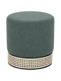 Pouf Mara, Rivestimento: poliestere Con 40.000 cic, Cornice: compensato, Tessuto verde scuro, Ø 37 x Alt. 39 cm