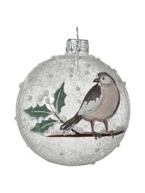 Pallina di Natale in vetro soffiato a bocca Birdy Ø 8 cm, 6 pz, Vetro, Trasparente, bianco, verde, marrone, Ø 8 cm