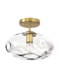 Plafondlamp Amora van transparant glas, Lampenkap: glas, Transparant, messingkleurig, Ø 35 x H 28 cm