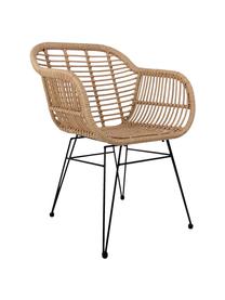 Polyratanová stolička s opierkami Costa, 2 ks, Svetlohnedá, čierna, Š 59 x H 58 cm