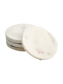Marmeren onderzetters Callum in wit, 4 stuks, Marmer, Wit marmer, Ø 10 x H 1 cm