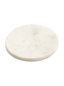 Marmeren onderzetters Callum in wit, 4 stuks, Marmer, Wit marmer, Ø 10 x H 1 cm