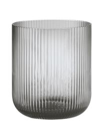 Windlicht Ven mit Rillenrelief aus Glas, Glas, Grau, transparent, Ø 16 x H 16 cm