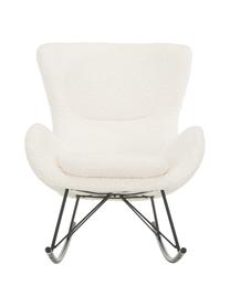 Plyšová hojdacia stolička s kovovými nohami Wing, Plyšová krémovobiela, čierna, Š 77 x H 109 cm
