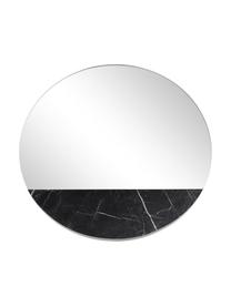 Specchio da parete rotondo con finitura in marmo Stockholm, Ornamento: melamina, Retro: pannelli di fibra a media, Superficie dello specchio: lastra di vetro, Nero marmorizzato, Ø 40 cm x Prof. 1 cm