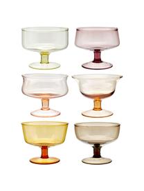 Copas de helado de vidrio sopaldo artesanalmente Desiguale, 6 uds., Vidrio soplado artesanalmente, Tionos amarillos y rosas, Ø 12 x Al 8 cm, 400 ml