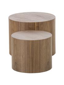 Tables basse rondes en bois Dan, 2 élém., Panneau en fibres de bois à densité moyenne (MDF) avec placage en bois de noyer, Bois foncé, Lot de différentes tailles